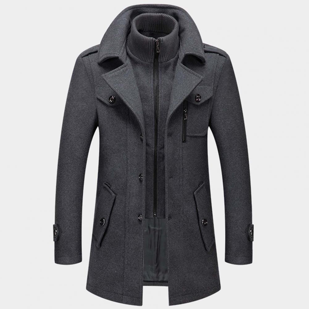 Homme Wollmantel | Einreihig | Mit Reißverschluss | Trench-coat en laine | Vestes d'hiver pour hommes