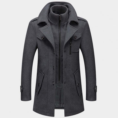 Homme Wollmantel | Einreihig | Mit Reißverschluss | Trench-coat en laine | Vestes d'hiver pour hommes