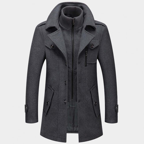Homme Wollmantel | Einreihig | Mit Reißverschluss | Trench-coat en laine | Vestes d'hiver pour hommes