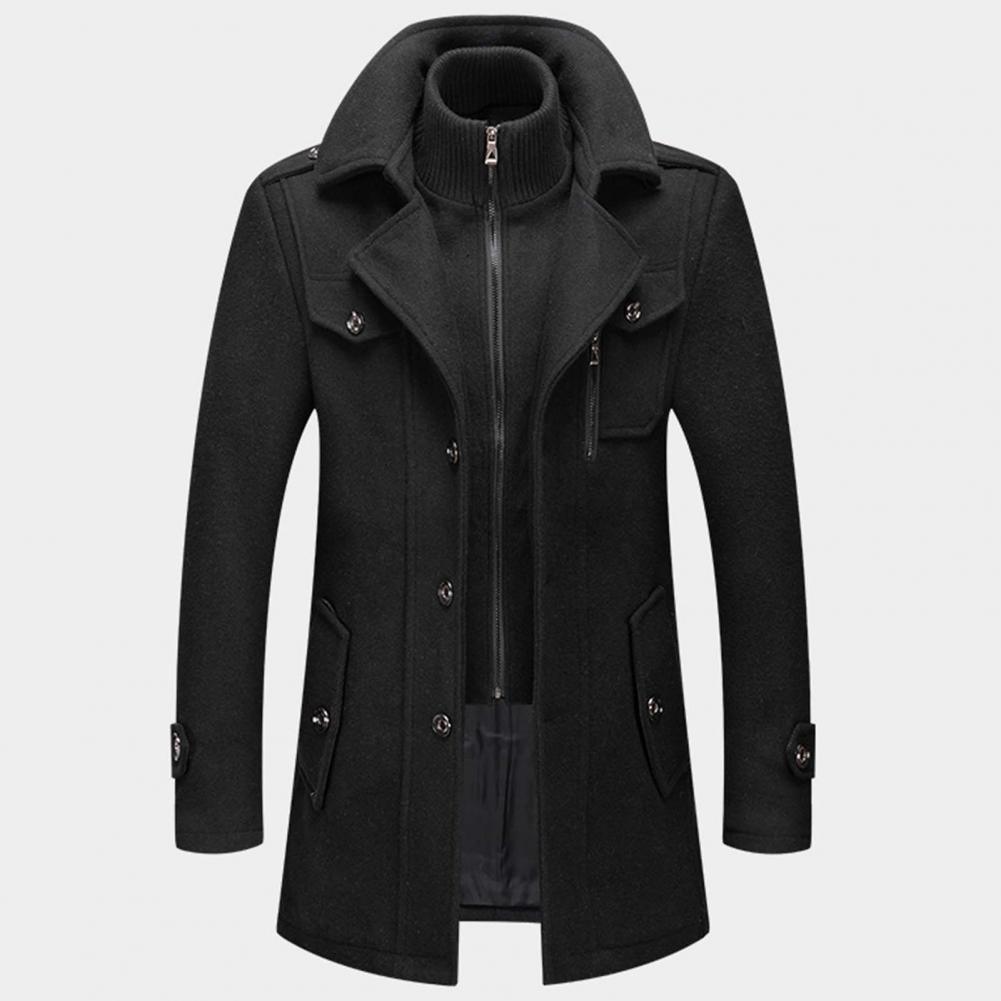 Homme Wollmantel | Einreihig | Mit Reißverschluss | Trench-coat en laine | Vestes d'hiver pour hommes