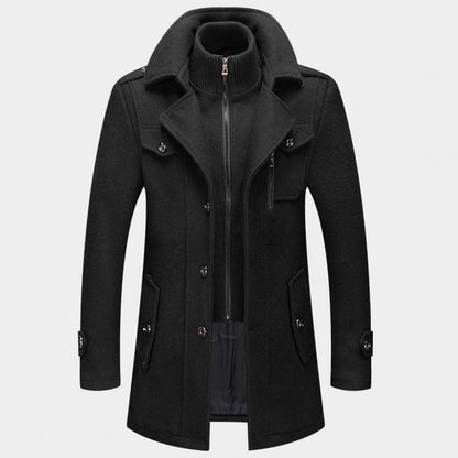 Homme Wollmantel | Einreihig | Mit Reißverschluss | Trench-coat en laine | Vestes d'hiver pour hommes