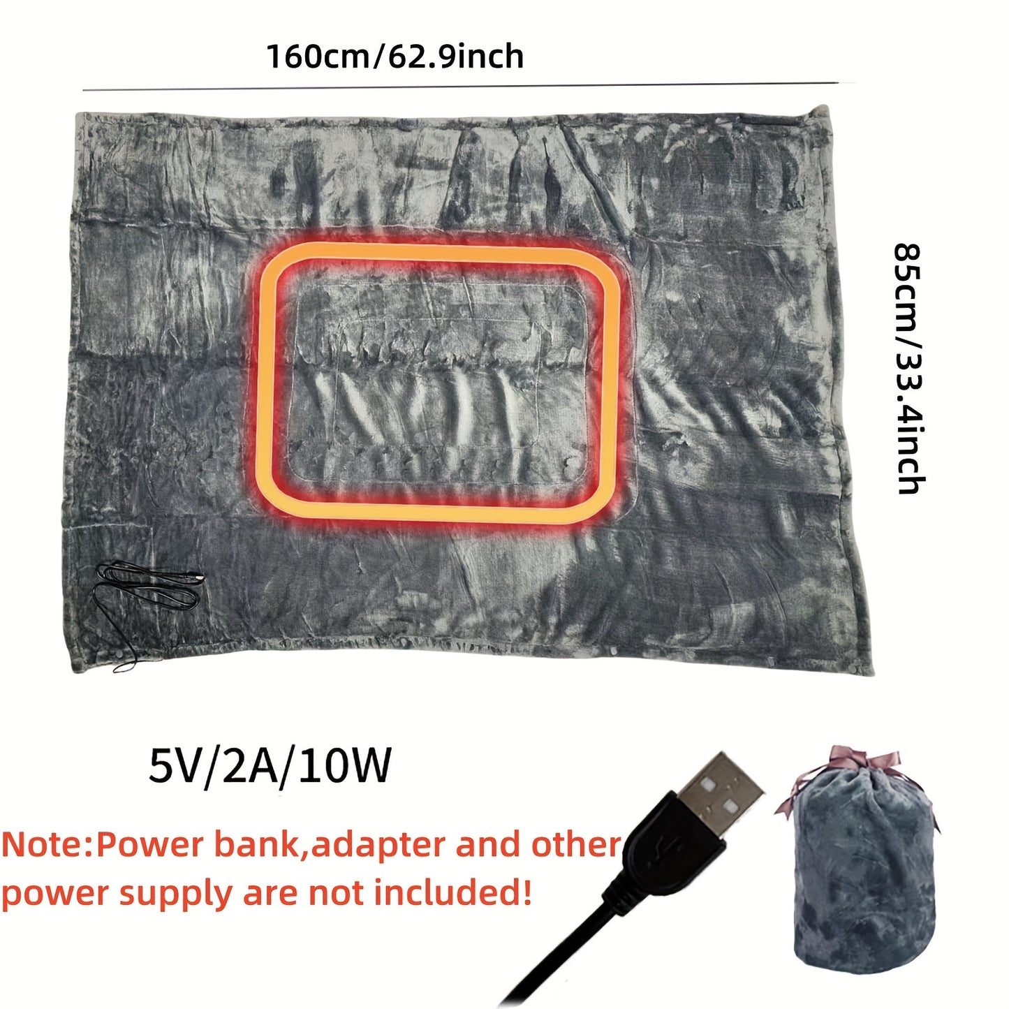 Elektrische Deken Sjaal - Draagbare Verhitte Deken voor Thuis &amp; Reizen
