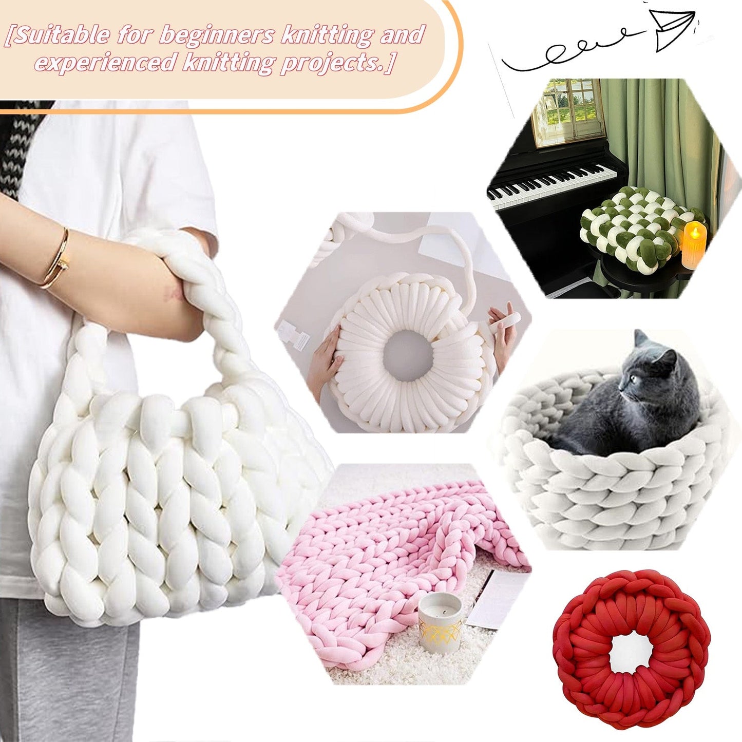 Fil à tricoter doux et jumbo – Fil épais pour couvertures et coussins