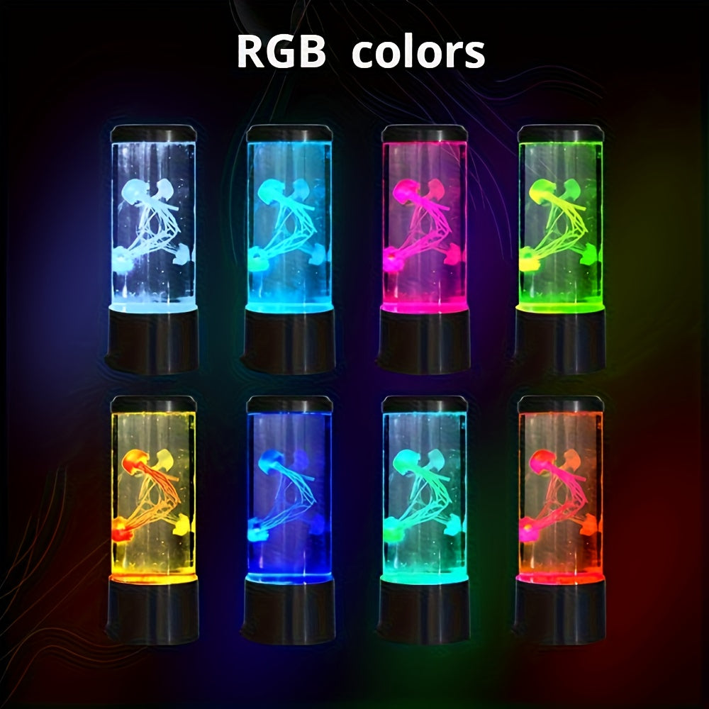 Colorful LED Lava Lamp with Jellyfish Effect - USB Table Light