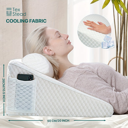 Wedge Pillow for Side Sleepers – Triangle Neck Support, Pregnancy Cushion, Bed Elevation, Soft Comfort