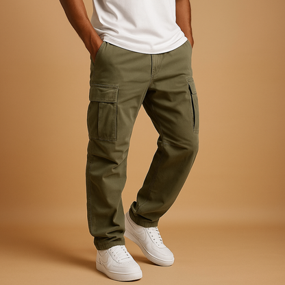 Pantalons cargo pour hommes en coupe régulière – Design fonctionnel avec de nombreuses poches
