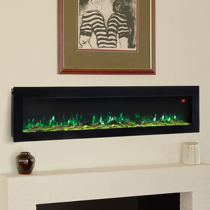 Wall Mounted Electric Fireplace with Remote, 9 LED Flame Effects, Recessed & Freestanding, 900W/1800W