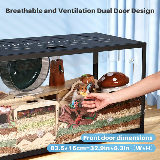 Grande cage pour hamster avec accès par le haut - Montage facile - Petit habitat pour hamsters