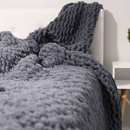 Cozy Chunky Knit Throw Blanket for Home Decor and Warmth