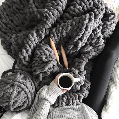 Plaid en grosse maille douce - Décoration intérieure confortable en chenille