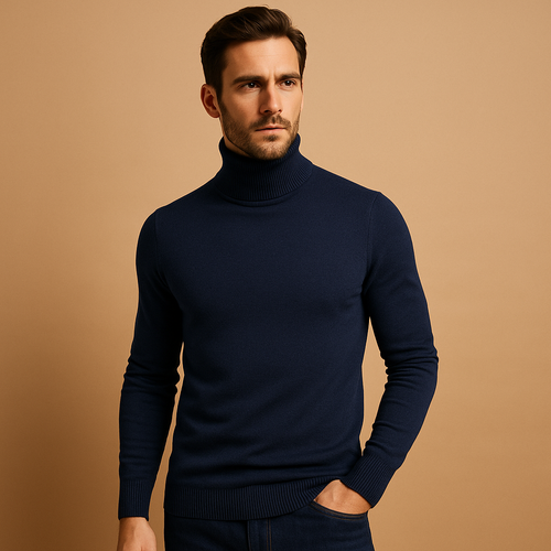 Herren Rollkragenpullover – Pull à col roulé coupe slim pour mode libre intelligente