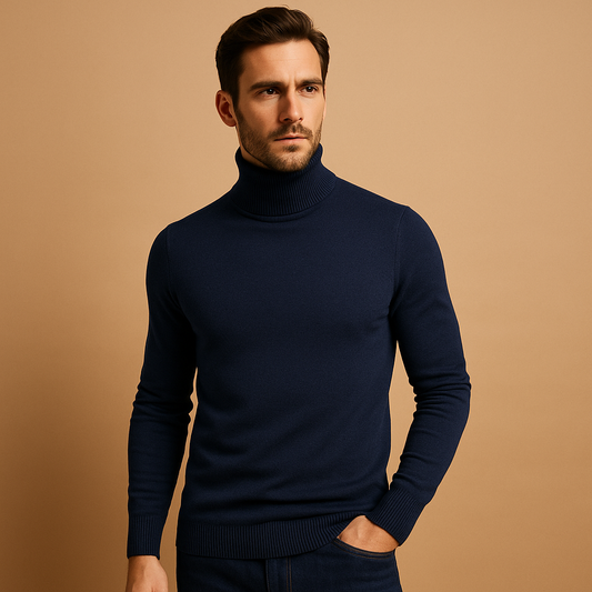 Herren Rollkragenpullover – Pull à col roulé coupe slim pour mode libre intelligente