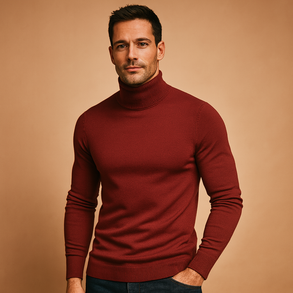 Herren Rollkragenpullover – Pull à col roulé coupe slim pour mode libre intelligente