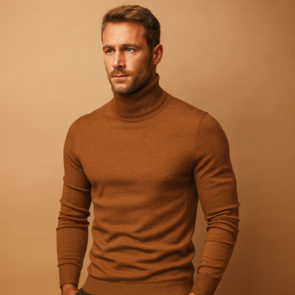 Heren Rollneck Trui – Pull à col roulé coupe slim pour vêtements décontractés intelligents
