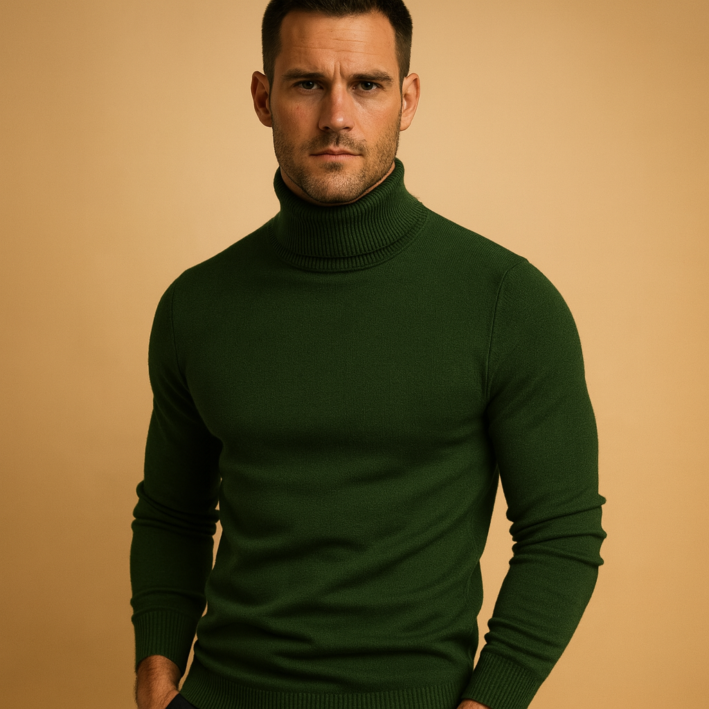 Herren Rollkragenpullover – Pull à col roulé coupe slim pour mode libre intelligente