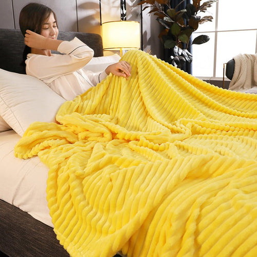 Coral Velvet Sofa Bed Blanket for Home & Travel, Soft Nap Throw