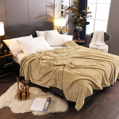 Coral Velvet Sofa Bed Blanket for Home & Travel, Soft Nap Throw