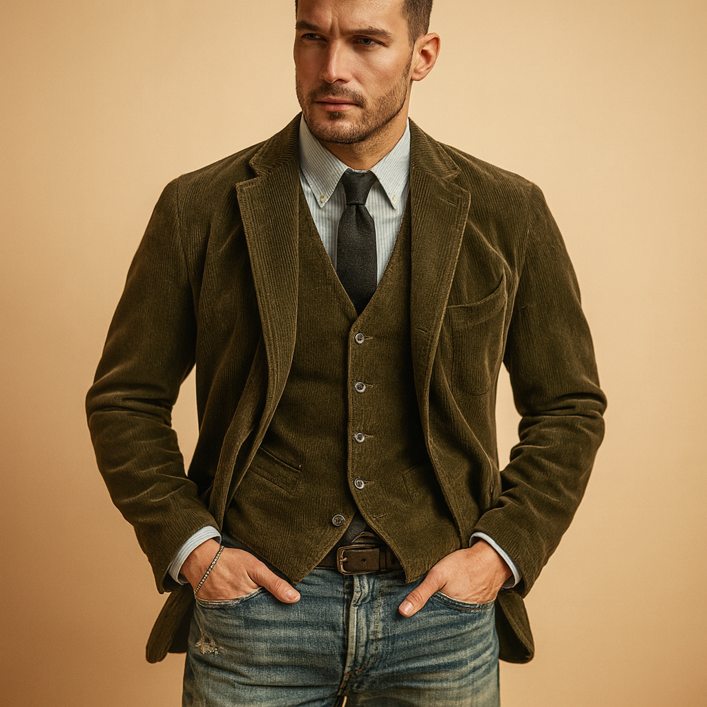 Ensemble blazer en velours côtelé pour hommes – Klassische Textur, Moderner Schnitt