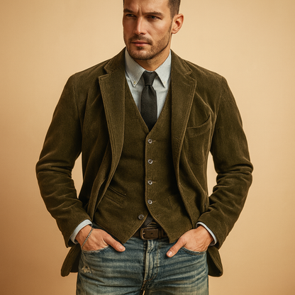 Ensemble blazer en velours côtelé pour hommes – Klassische Textur, Moderner Schnitt
