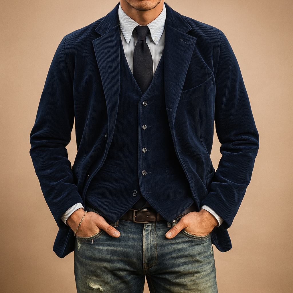 Ensemble blazer en velours côtelé pour hommes – Klassische Textur, Moderner Schnitt