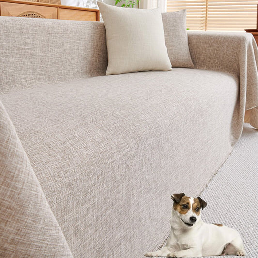 Washable L-Shaped Sofa Cover - Cotton Linen Sectional Protector for Living Room