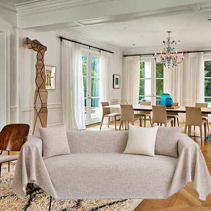 Washable L-Shaped Sofa Cover - Cotton Linen Sectional Protector for Living Room