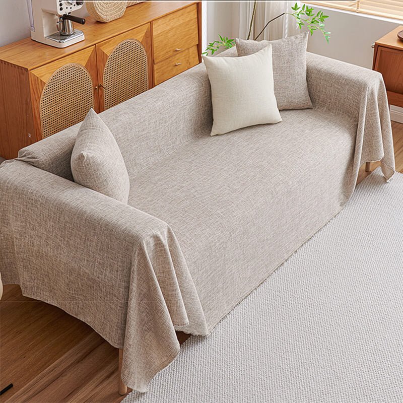 Washable L-Shaped Sofa Cover - Cotton Linen Sectional Protector for Living Room