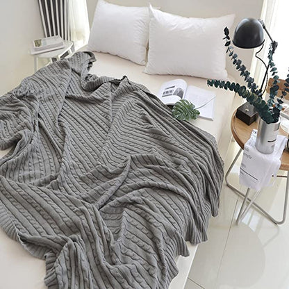 Grande couverture en maille torsadée douce en coton pour une décoration intérieure confortable