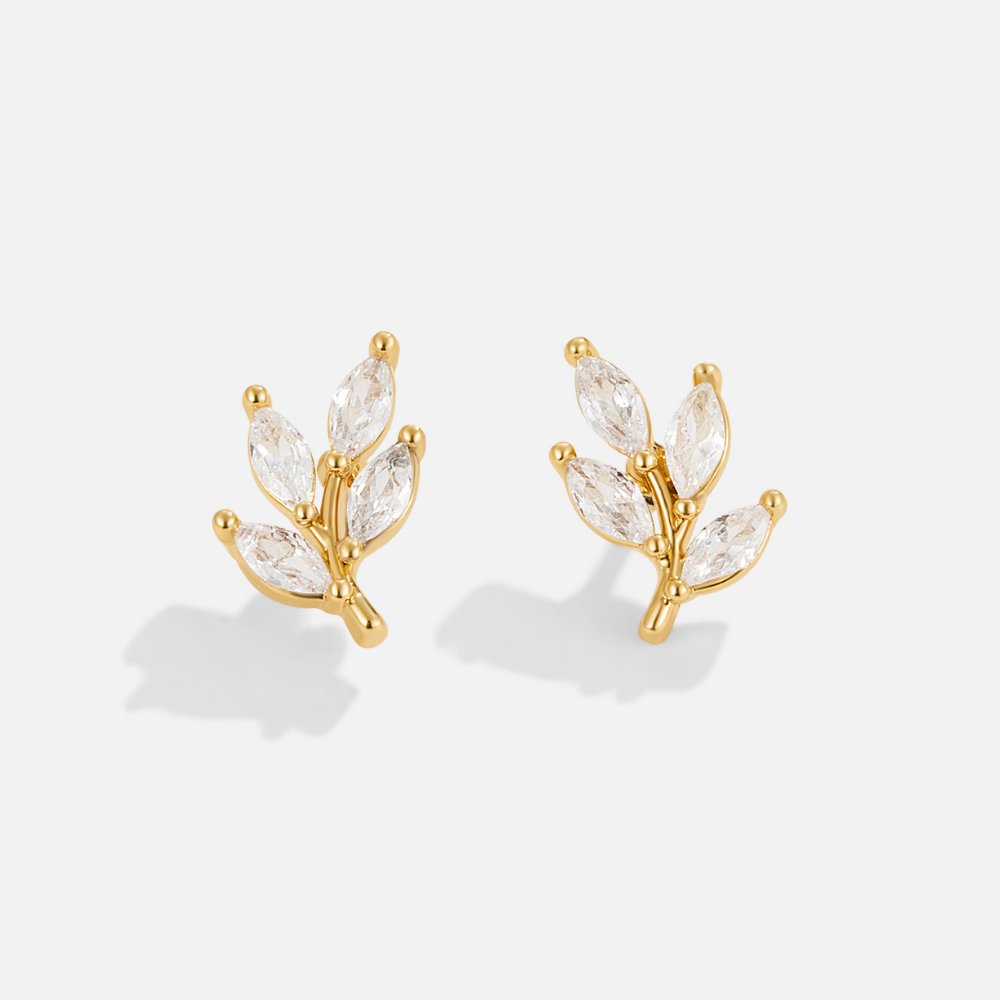 Viola - Crystal Leaf Stud Earrings — bringing modern charm to your space.