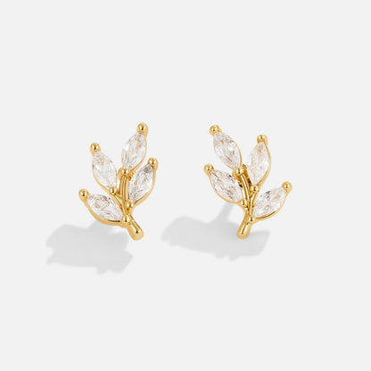 Viola - Crystal Leaf Stud Earrings — bringing modern charm to your space.