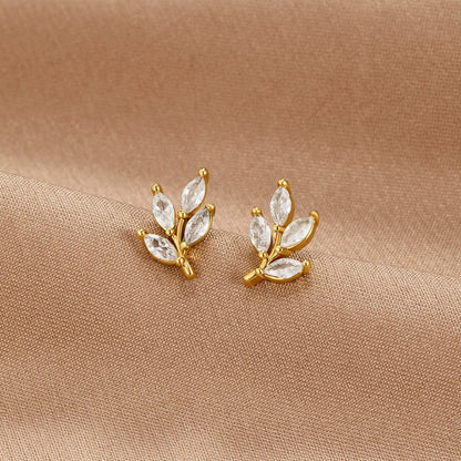 Viola - Crystal Leaf Stud Earrings — bringing modern charm to your space.
