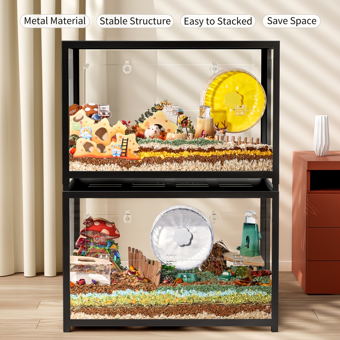Grande cage pour hamsters nains et syriens - Habitat empilable pour petits animaux
