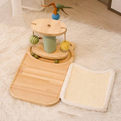 Cat Scratching Post with Interactive Maze Ball Toy for Cats