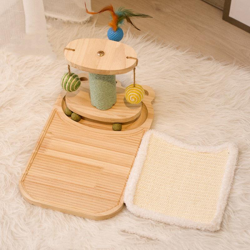 Cat Scratching Post with Interactive Maze Ball Toy for Cats