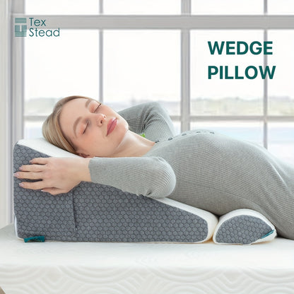 Wedge Pillow for Side Sleepers – Triangle Neck Support, Pregnancy Cushion, Bed Elevation, Soft Comfort