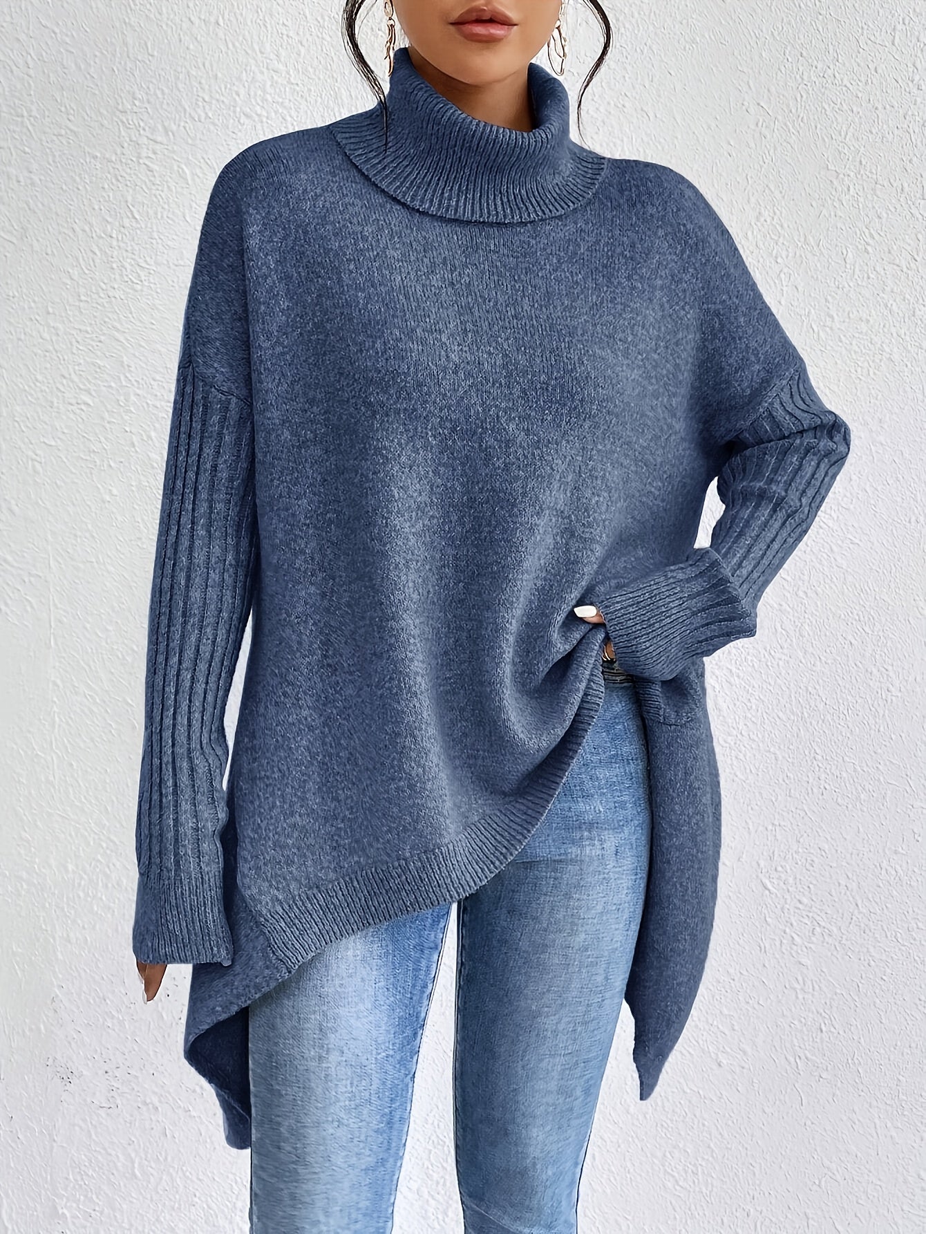 Pull Rollkragen pour femme | Passform surdimensionné avec moderne hohen Kragen