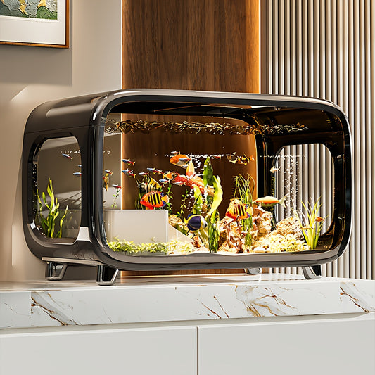 Grand aquarium panoramique - Plusieurs options de couleurs pour la décoration de la maison et du bureau - Idéal pour les poissons d'eau douce et d'eau de mer