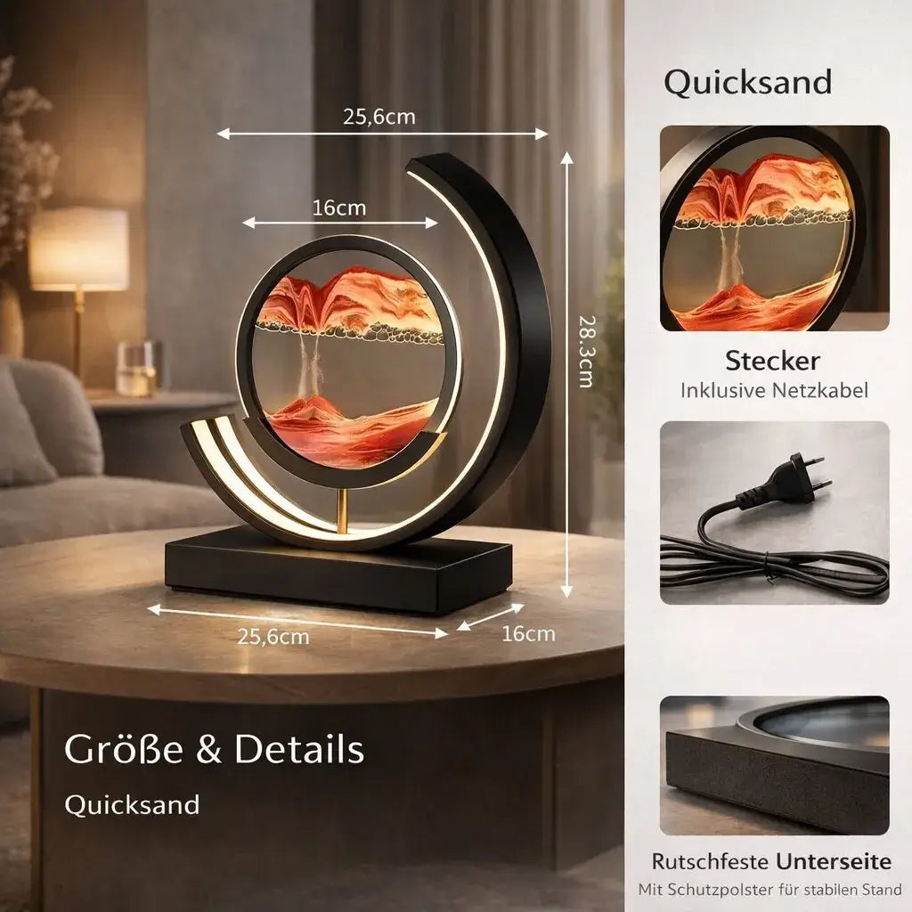 Dekorative LED Tischlampe | Moderne Designerlampe | Sandbild zum Drehen | SandScape