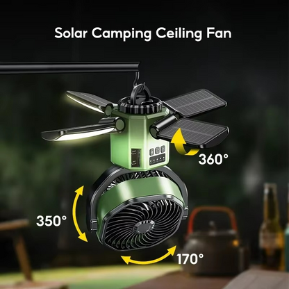 Ventilateur de camping portable | Système de refroidissement LED à énergie solaire