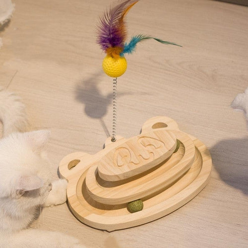Cat Scratching Post with Interactive Maze Ball Toy for Cats