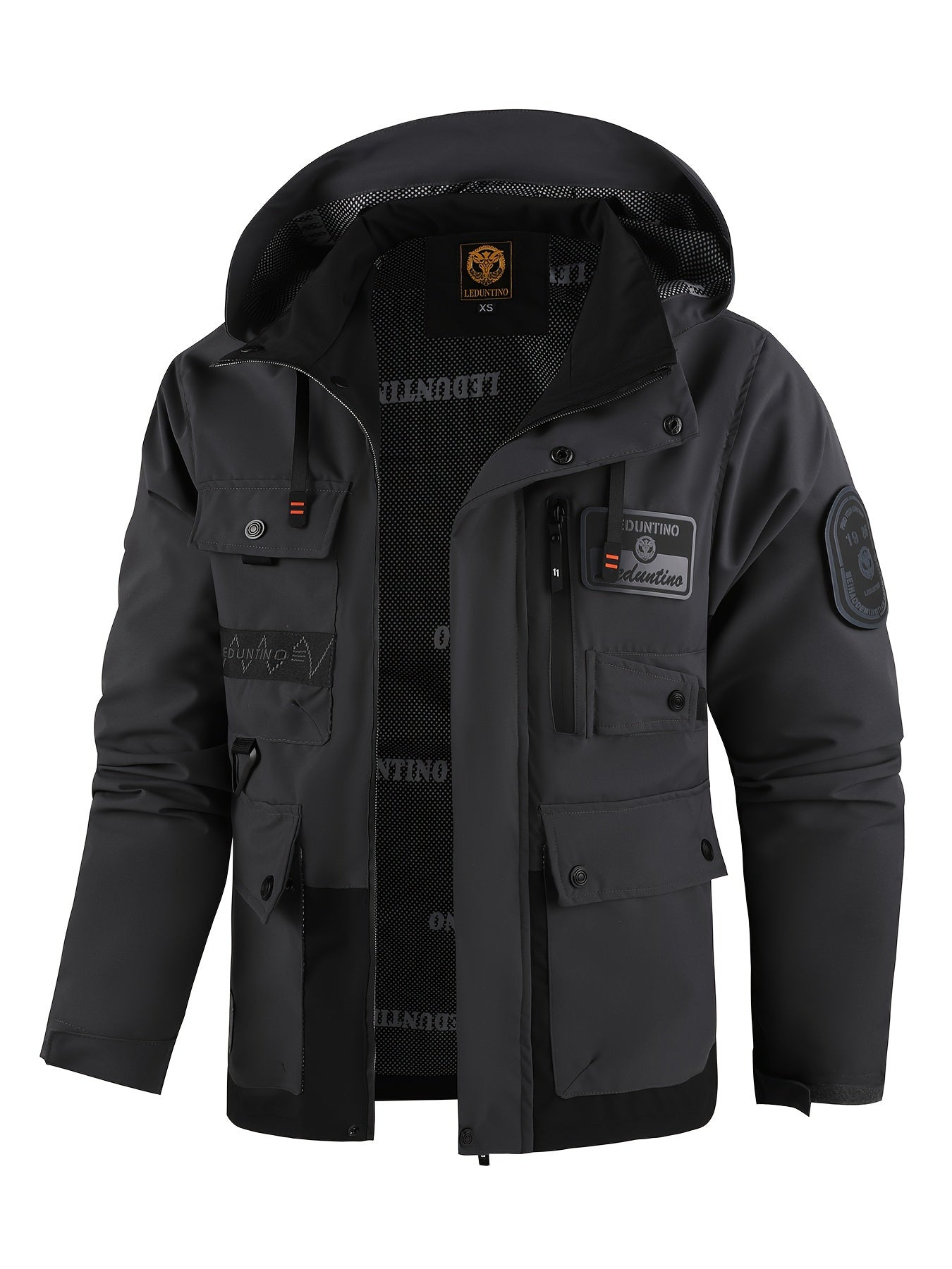Herren Kapuzenjacke Herren Outdoor Warme Sturmjacke Lässige Mehrfach-Taschen Cargo Jacke