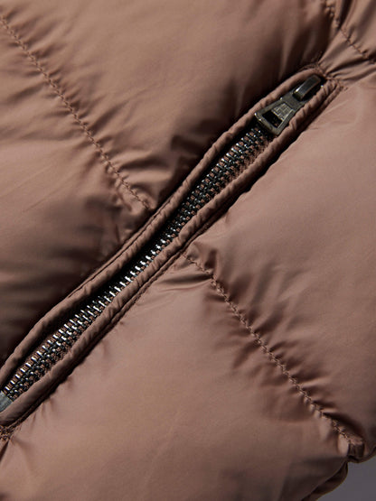 Herren Freizeit Pufferjacke mit Kunstfellkragen – Warmer einfarbiger Reißverschlussmantel