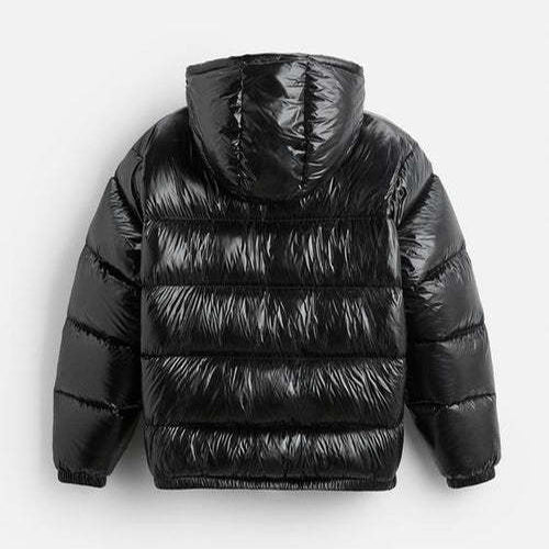 Pufferjacke - Herren Kapuzen Schwarze Winter Daunenjacke