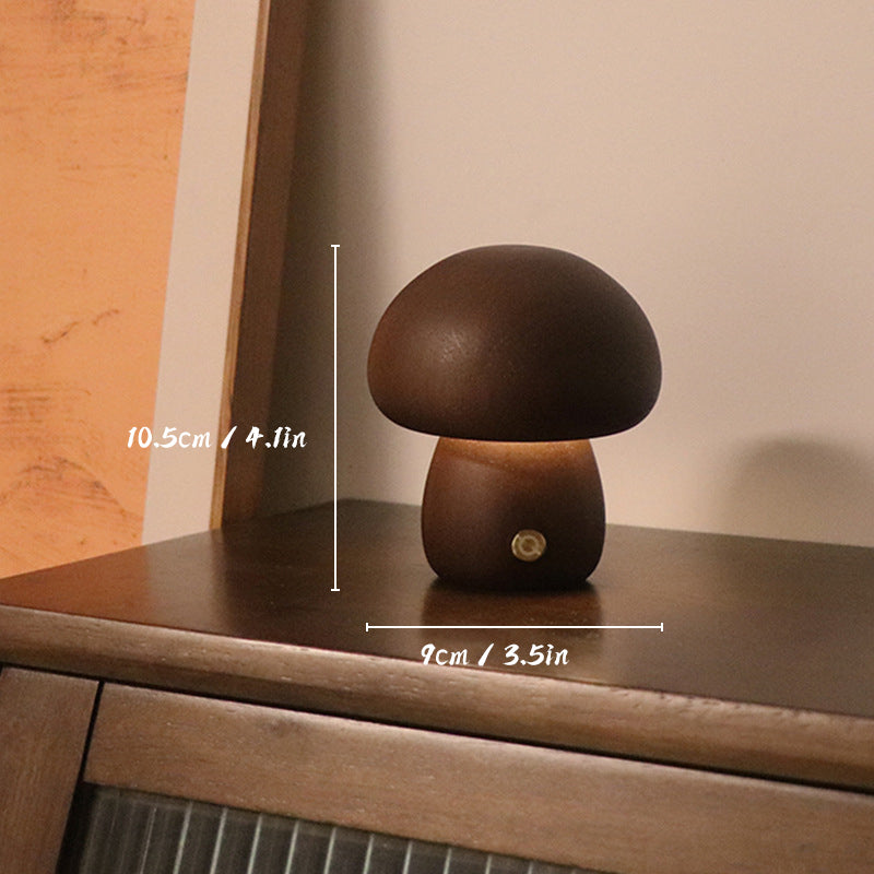 Lampe de table LED en bois en forme de champignon, rechargeable et tactile, pour la maison