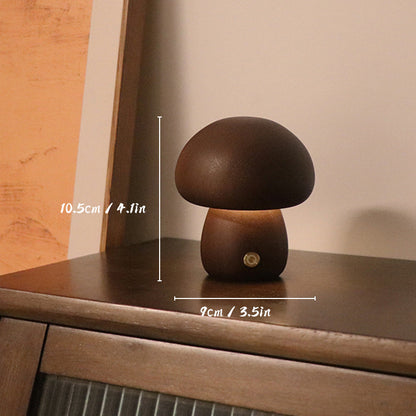 Lampe de table LED en bois en forme de champignon, rechargeable et tactile, pour la maison