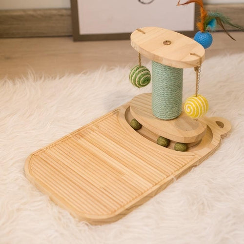 Cat Scratching Post with Interactive Maze Ball Toy for Cats