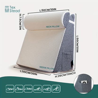 Wedge Pillow for Side Sleepers – Triangle Neck Support, Pregnancy Cushion, Bed Elevation, Soft Comfort