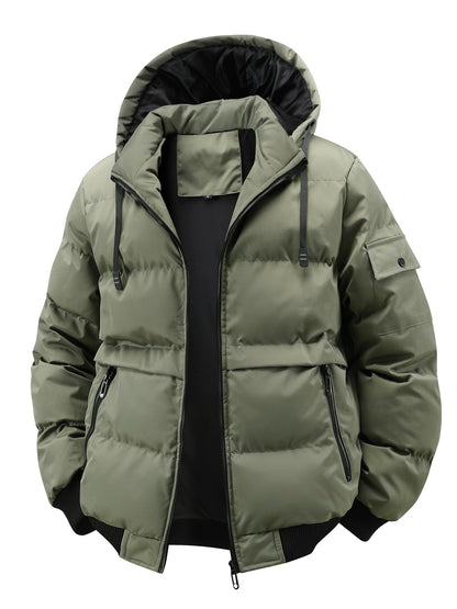 Veste d'hiver pour hommes avec capuche – Veste robuste et longue pour les températures plus humides