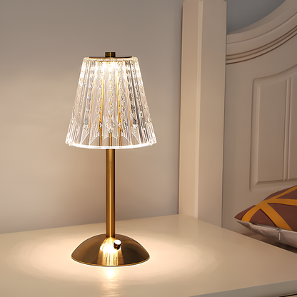 Touch Control Cordless LED Table Lamp with Golden Crystal Design