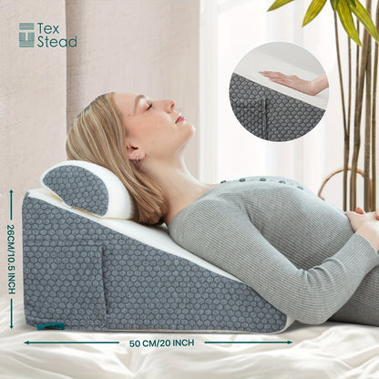 Wedge Pillow for Side Sleepers – Triangle Neck Support, Pregnancy Cushion, Bed Elevation, Soft Comfort